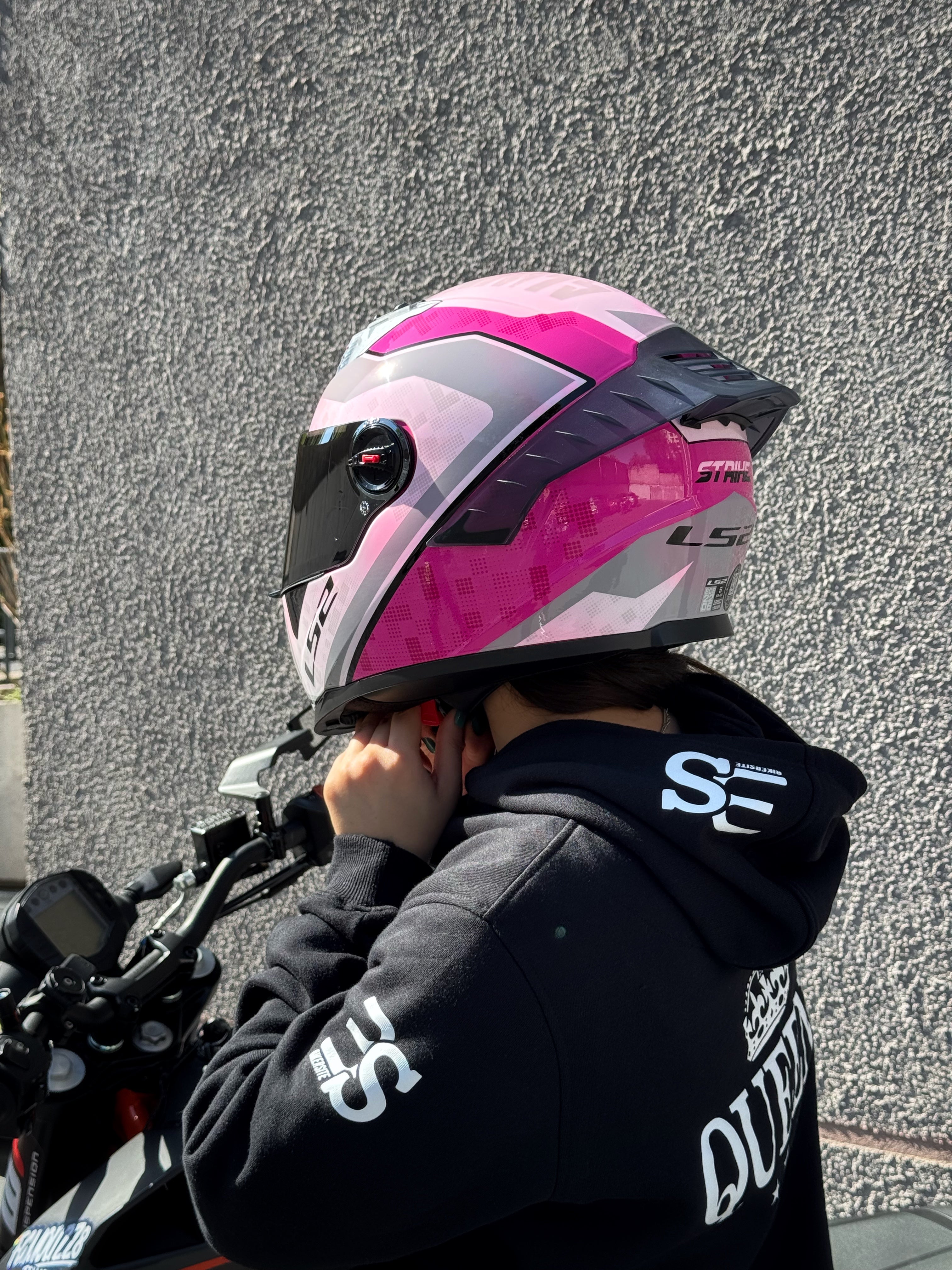 LS2 Cosmos Srtike Rosa Gris - Ecer22.06 (+Mica Espejo)