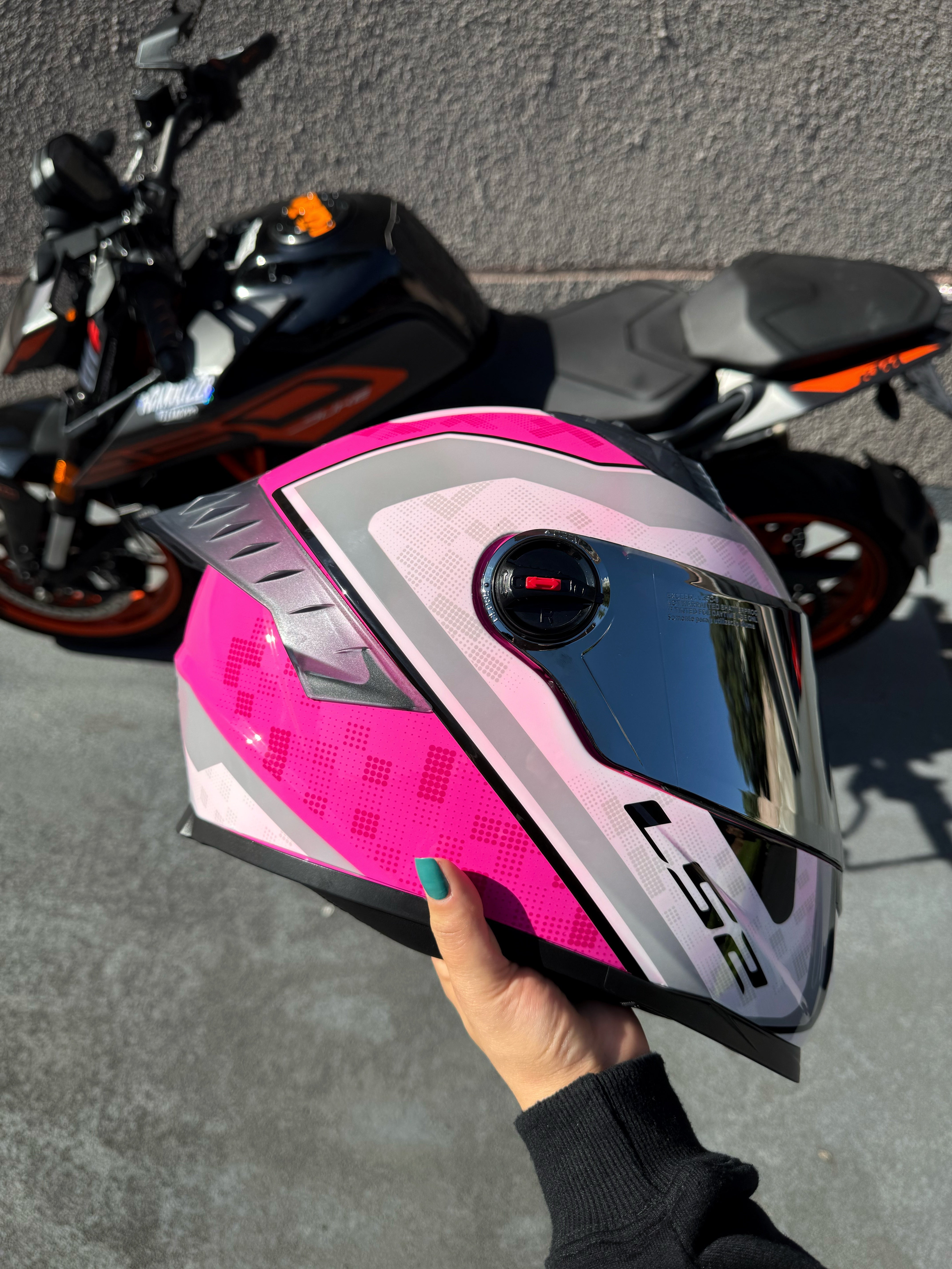 LS2 Cosmos Srtike Rosa Gris - Ecer22.06 (+Mica Espejo)