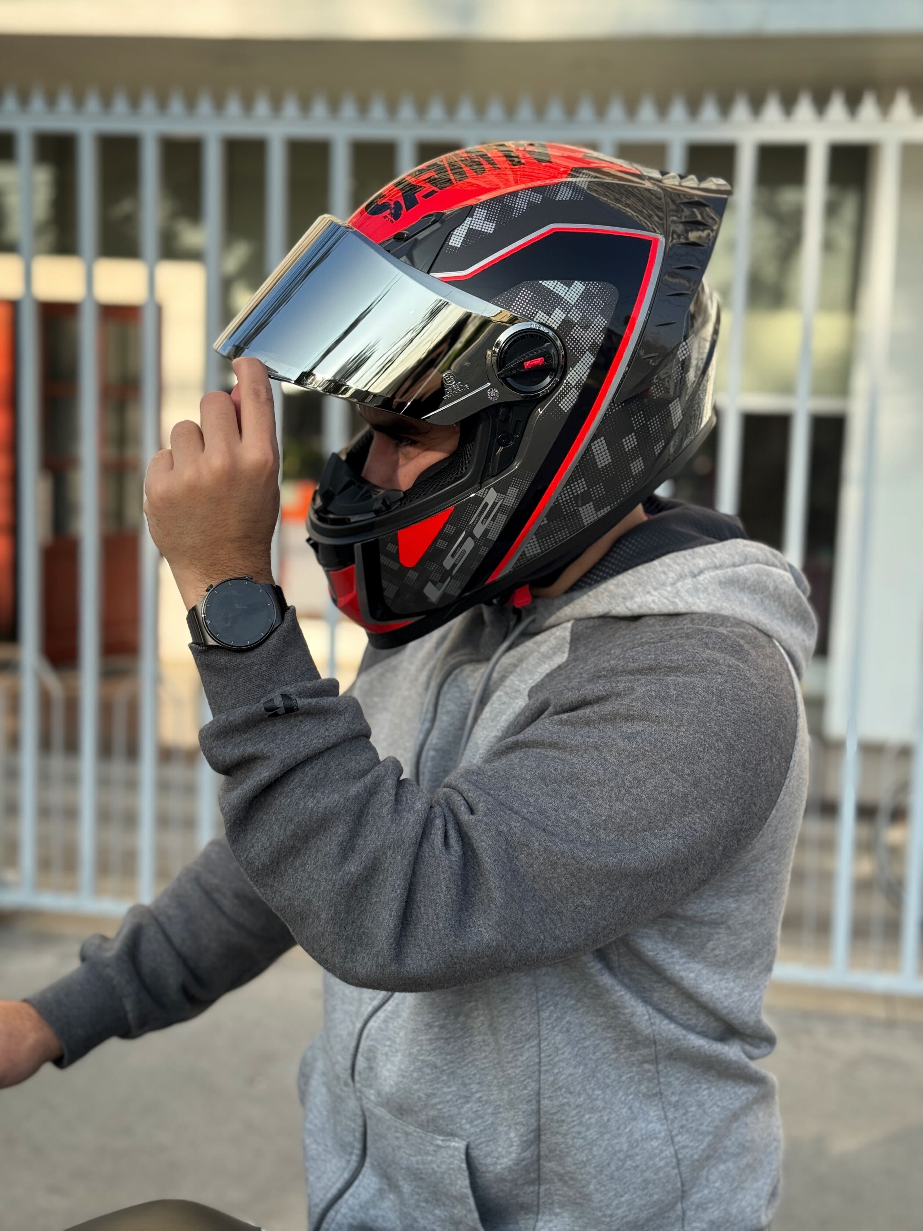LS2 Cosmos Strike Gris Rojo- Ecer22.06 (+Mica Espejo)