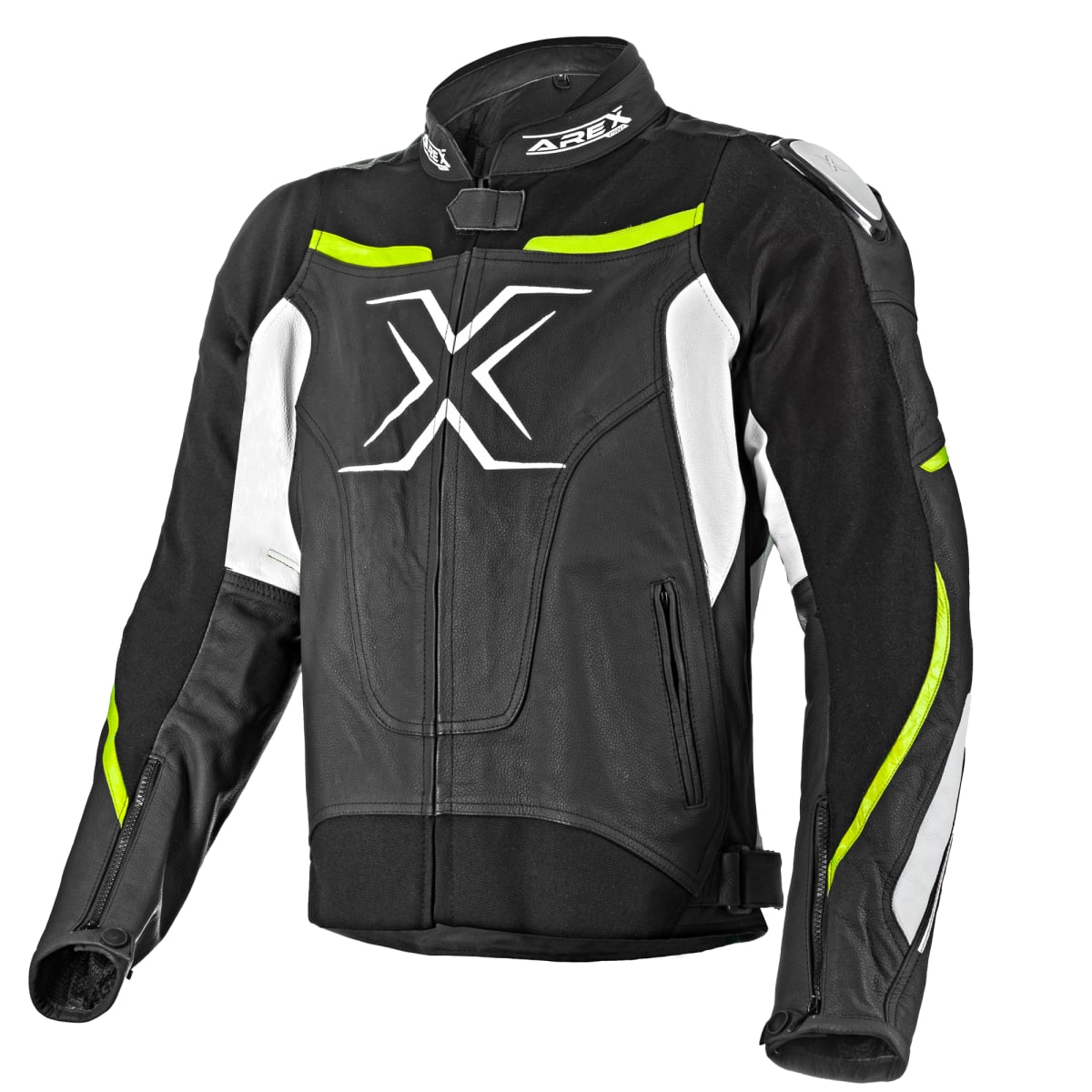 Chaqueta Cuero Arex Racer Negro/Verde