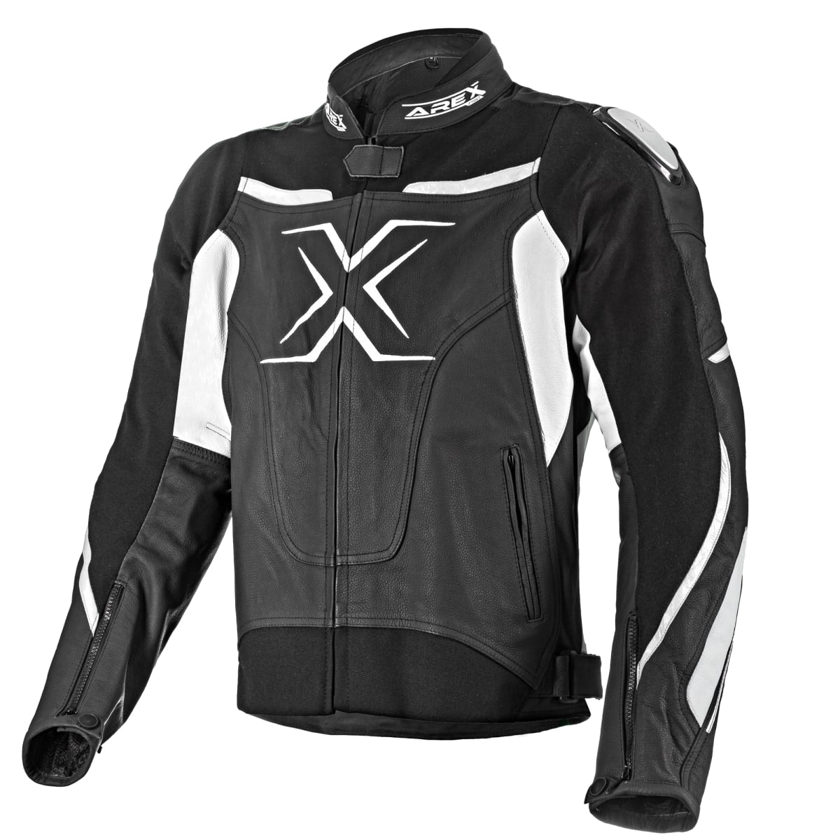 Chaqueta Cuero Arex Racer Negro/Blanco