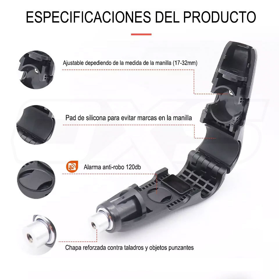 Candado Manillar Kovix KGH-BK - Alarma 120DB (10MM)